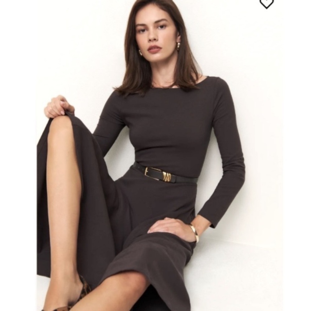 Reformation Wiley Stretch Organic Cotton Blend Fit & Flare Midi Dress Size XS - Picture 8 of 16